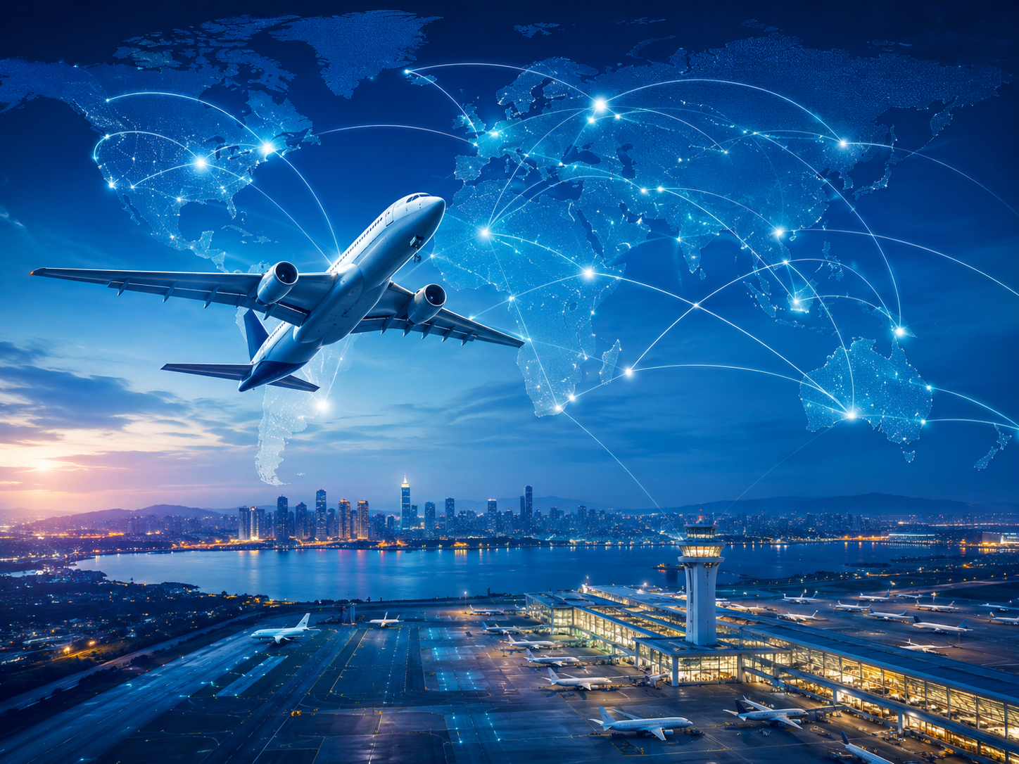 航空网络研究方向示意图