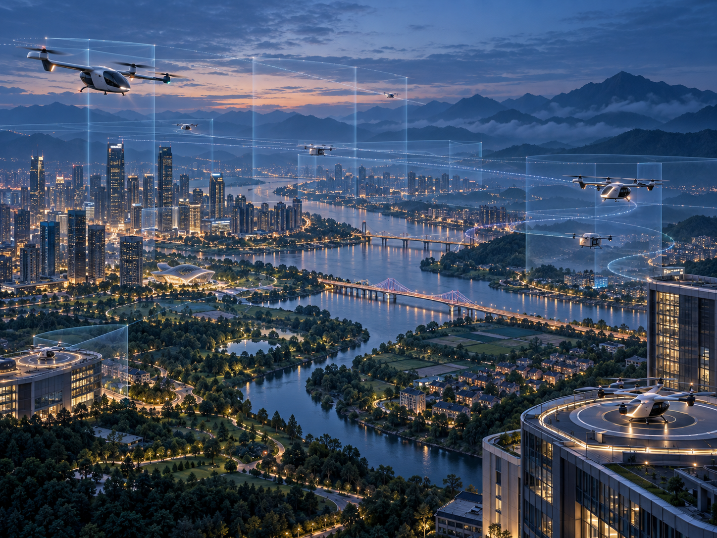 低空航路与立体国土空间规划示意图